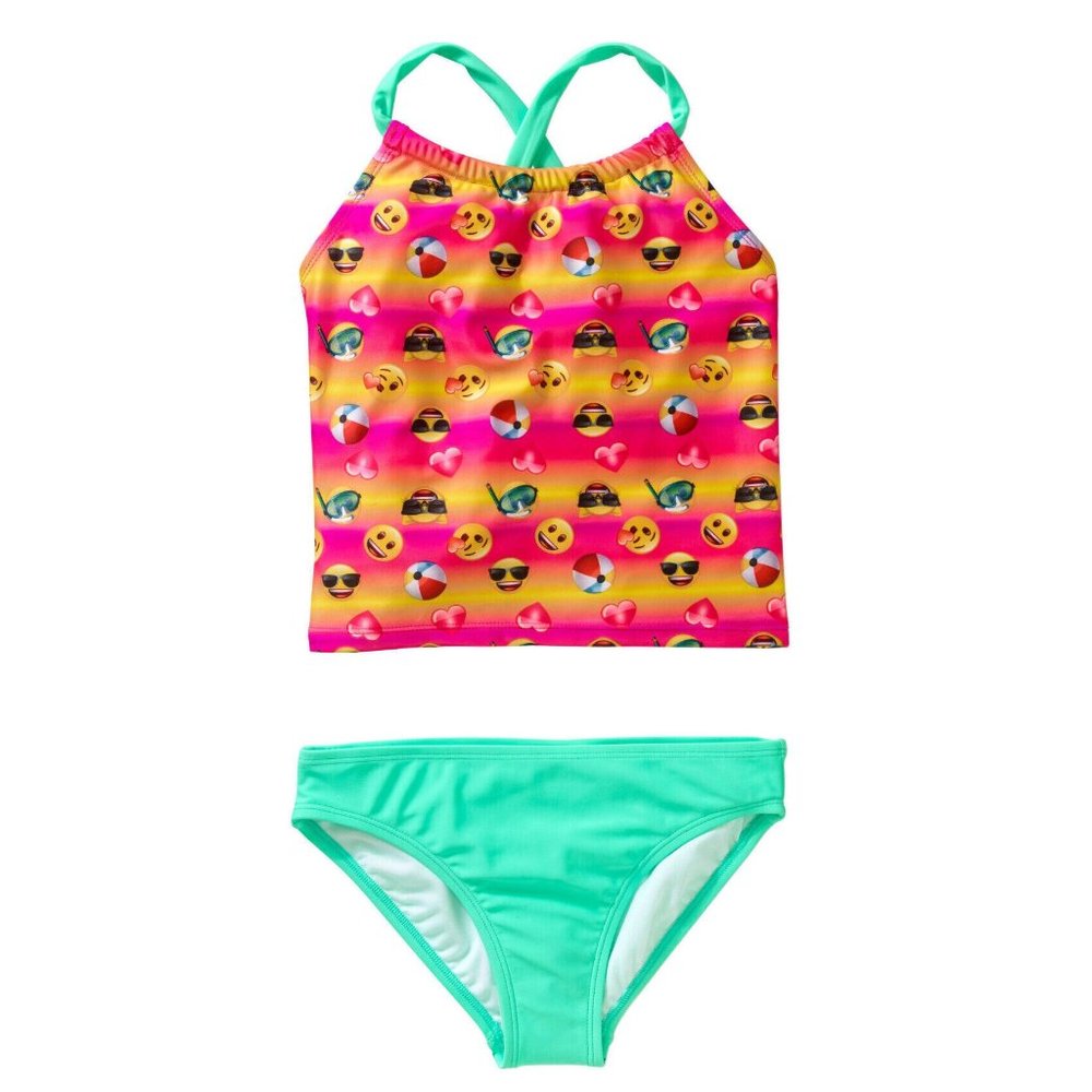 AME Girls 2-Piece Tankini Swim Set EMOJI Size XS 4-5  NWT